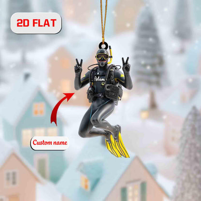 Personalized Scuba Diver Ornament, Custom Name Christmas Decoration, Holiday Keepsake Gift for Diver, Ocean Lover Tree Ornament 2025