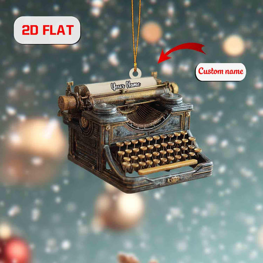 Personalized Typewriter Ornament, Custom Name Christmas Decoration, Vintage Writer Gift, Holiday Keepsake for Author, Book Lover Tree