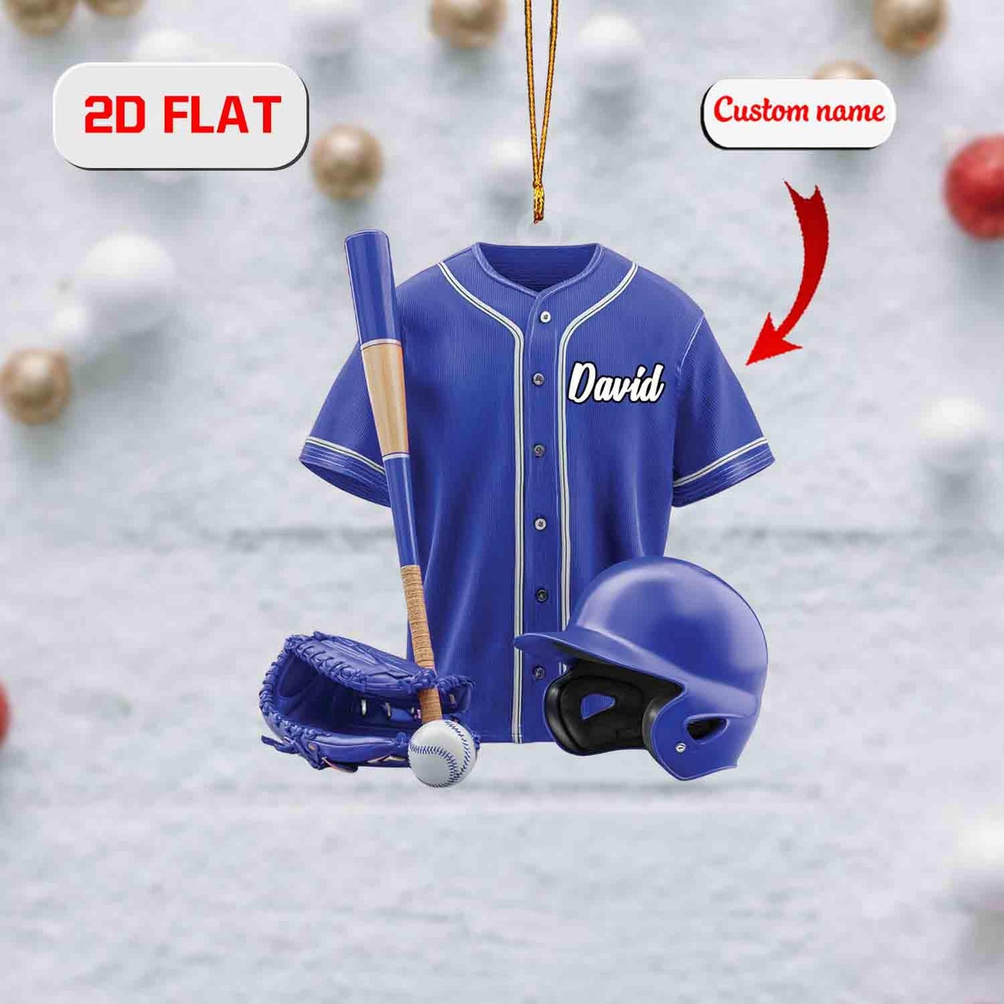 Personalized Baseball Ornament, Custom Name Christmas Decoration, Sports Keepsake Gift for Player, Holiday Tree Decor for Baseball Fan