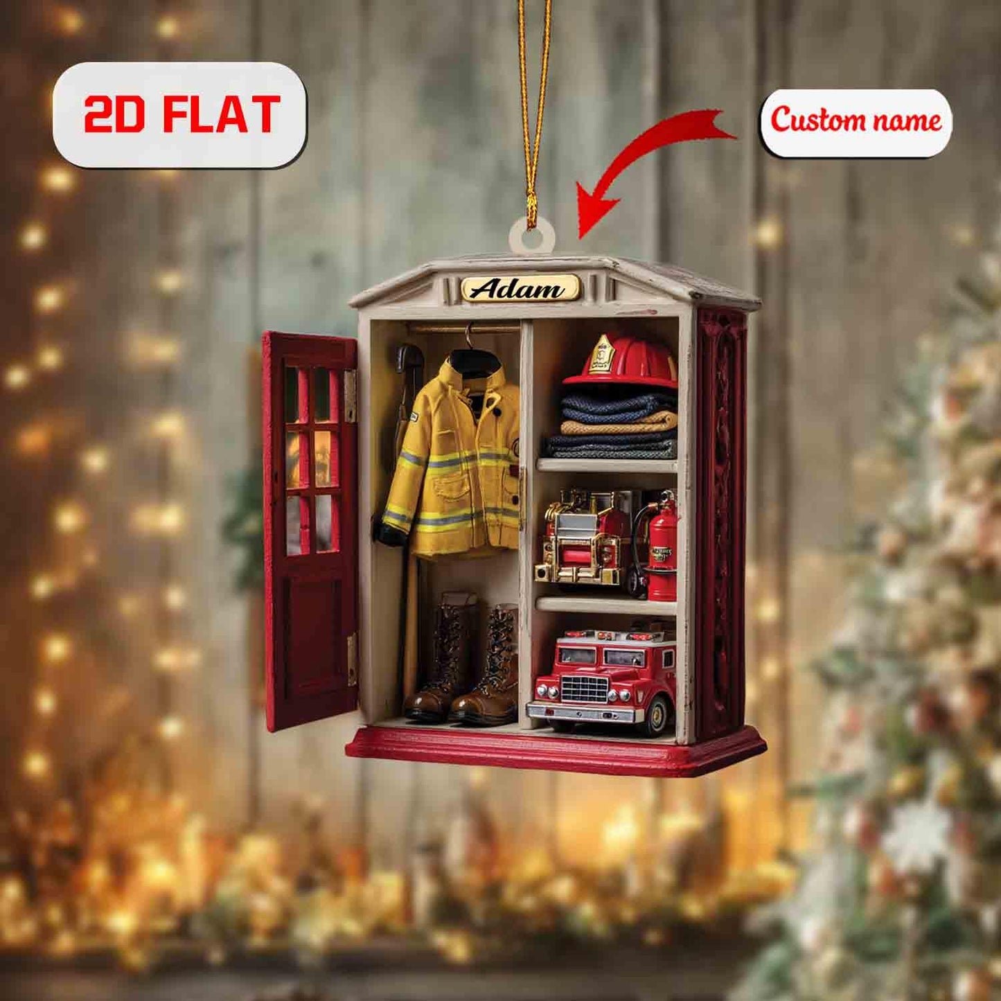 Personalized Firefighter Ornament, Custom Name Christmas Decoration, Fireman Gear Holiday Keepsake, Gift for Fire Department Hero 2025