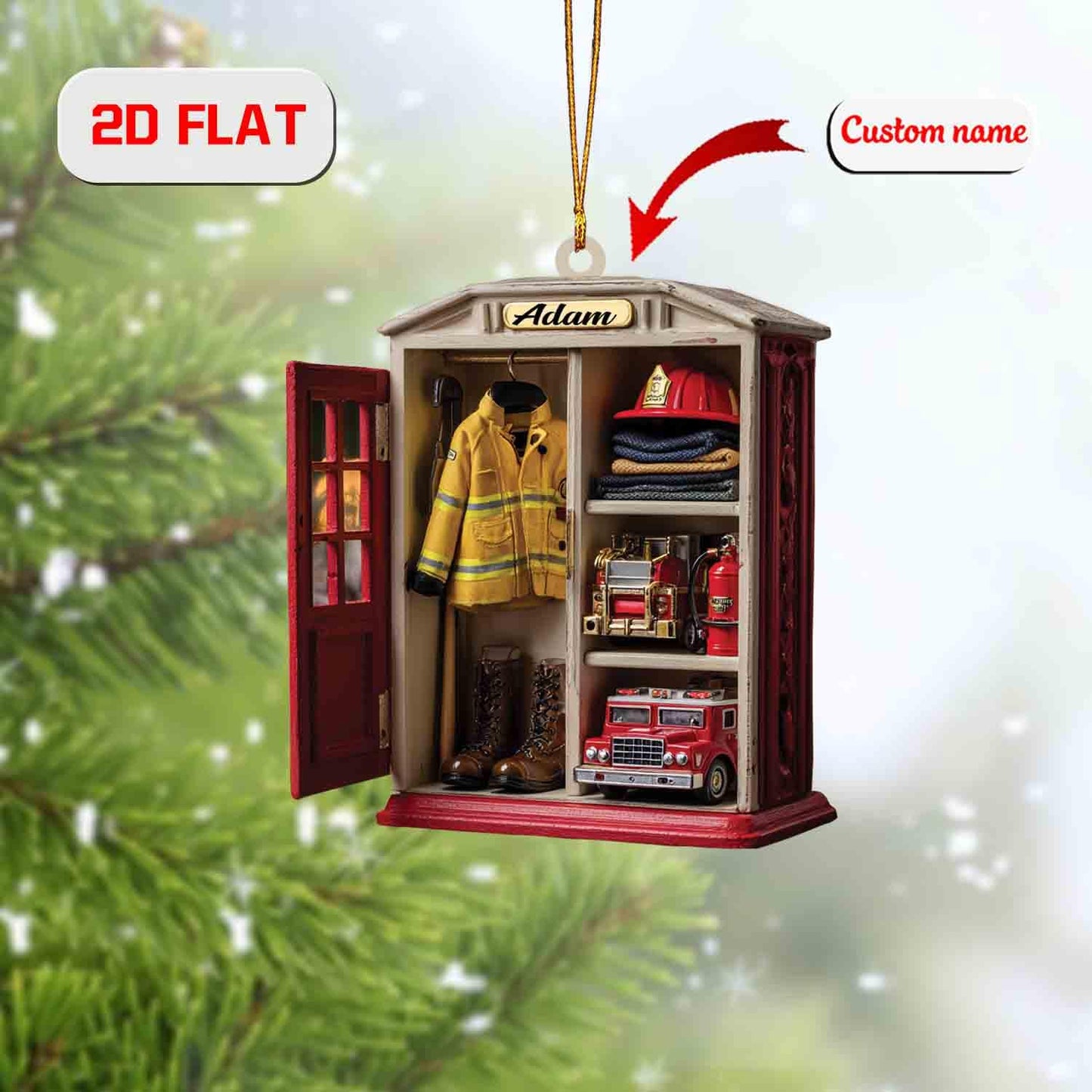 Personalized Firefighter Ornament, Custom Name Christmas Decoration, Fireman Gear Holiday Keepsake, Gift for Fire Department Hero 2025