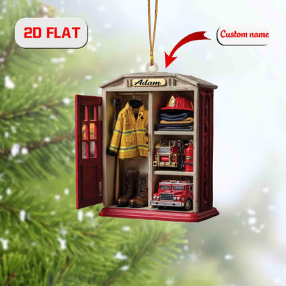 Personalized Firefighter Ornament, Custom Name Christmas Decoration, Fireman Gear Holiday Keepsake, Gift for Fire Department Hero 2025