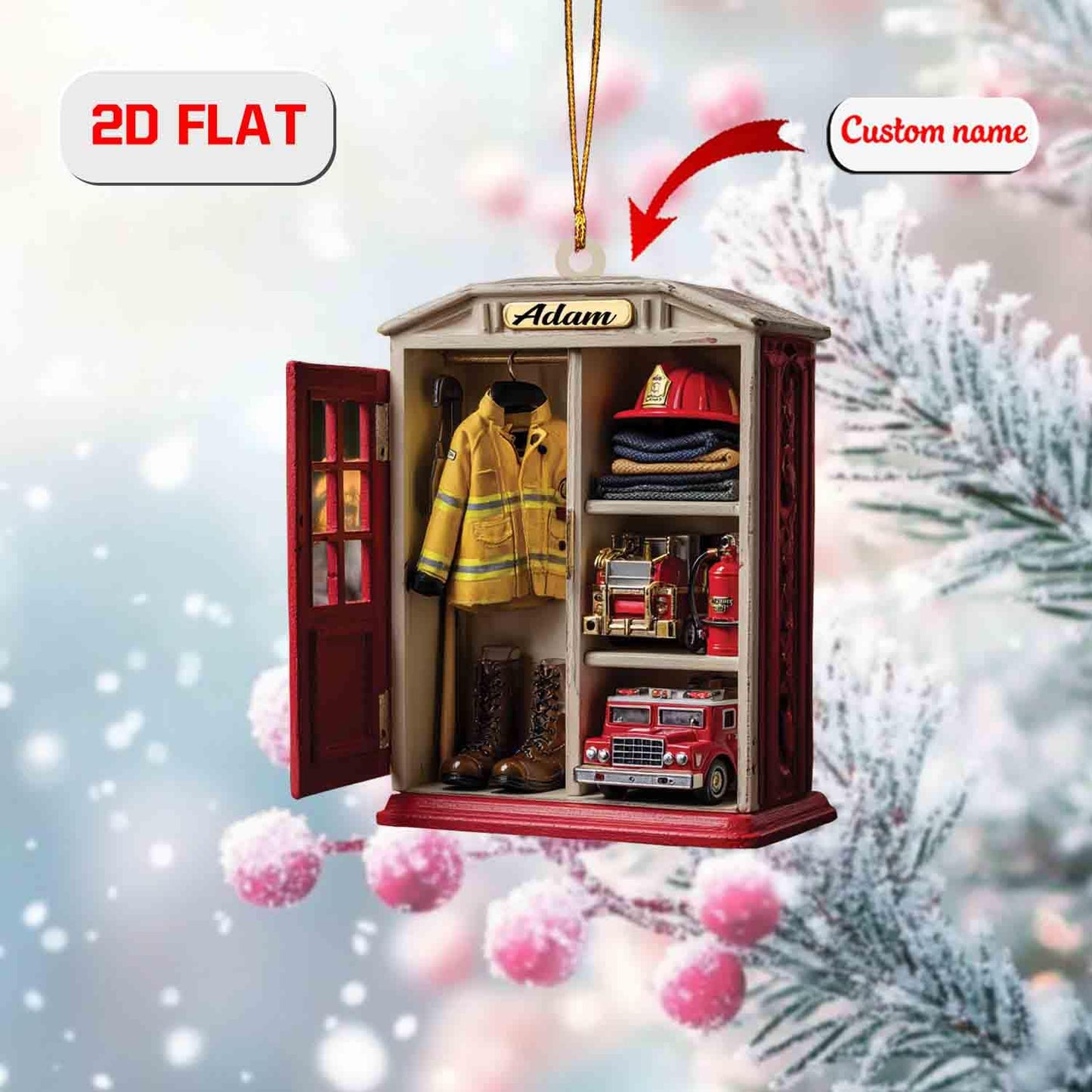 Personalized Firefighter Ornament, Custom Name Christmas Decoration, Fireman Gear Holiday Keepsake, Gift for Fire Department Hero 2025