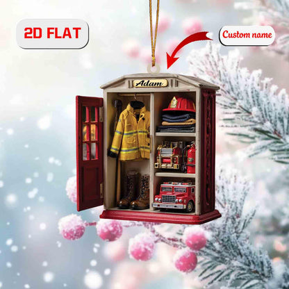 Personalized Firefighter Ornament, Custom Name Christmas Decoration, Fireman Gear Holiday Keepsake, Gift for Fire Department Hero 2025