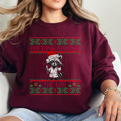 Rockin' Around the Christmas Tree Shirt Ugly Christmas For Teacher Funny Raccoon Shirt Science Nerd Shirt Funny Christmas