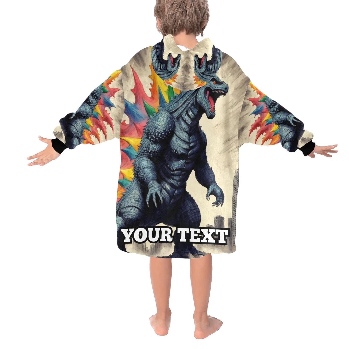 Godzilla Kids Hoodie Blanket Gift Personalized Hooded Blankets