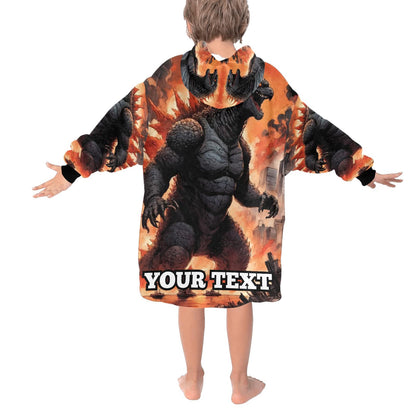 Godzilla Kids Hoodie Blanket Gift Personalized Hooded Blankets Gojira Kaiju
