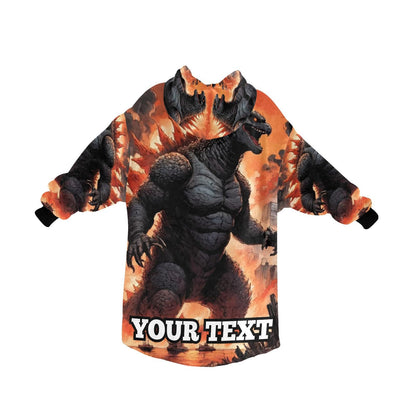 Godzilla Kids Hoodie Blanket Gift Personalized Hooded Blankets Gojira Kaiju