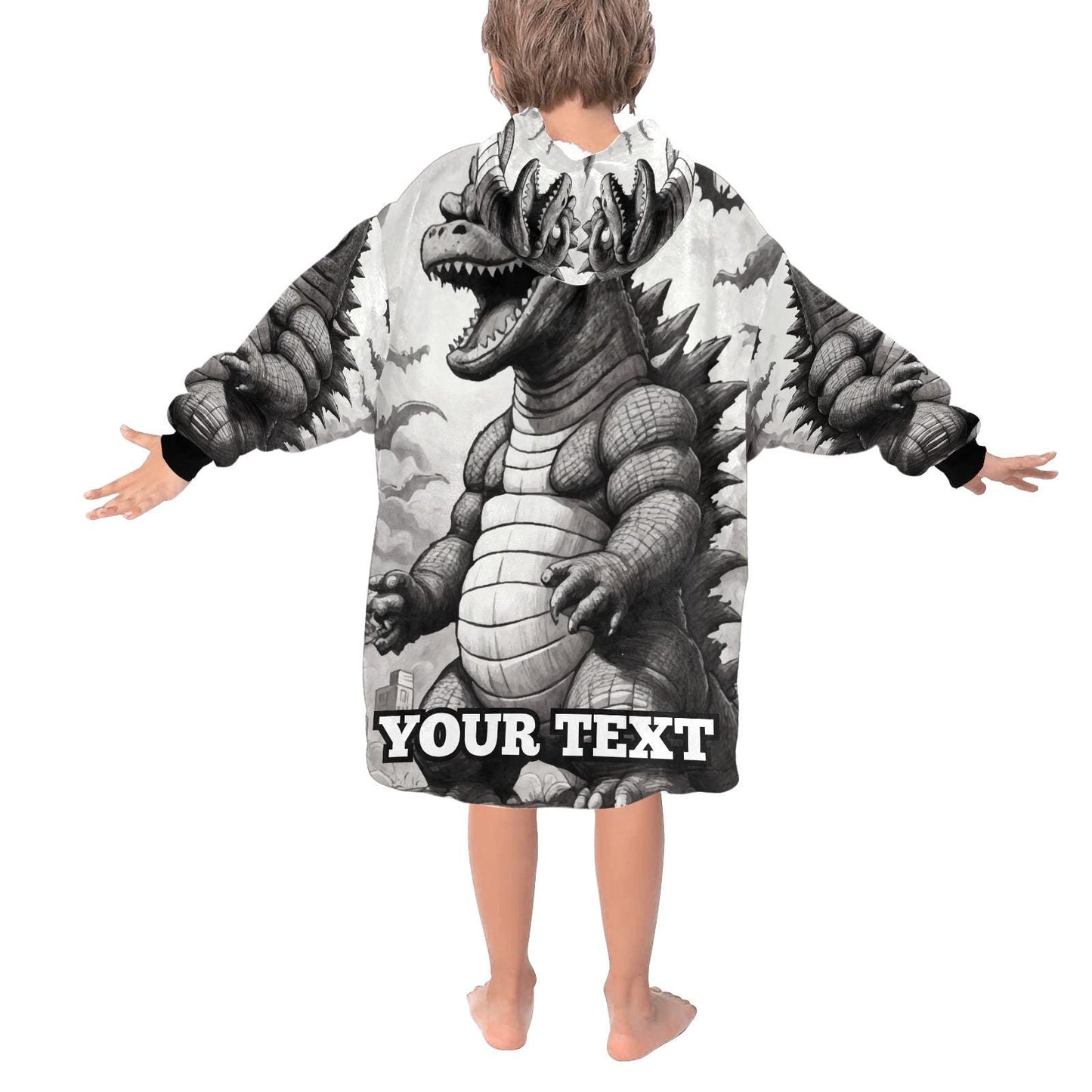 Godzilla Kids Hoodie Blanket Gift Personalized Hooded Blankets Kaiju