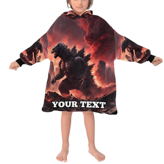 Godzilla Kids Hoodie Blanket Hooded Blankets Kaiju Gojira Gift Personalized