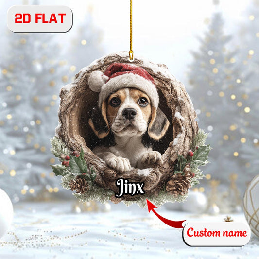 2D Flat Beagle Ornament, Personalized Dog Christmas Decor, Custom Beagle Gift, Acrylic Pet Keepsake, Dog Lover Ornament, Holiday Gift