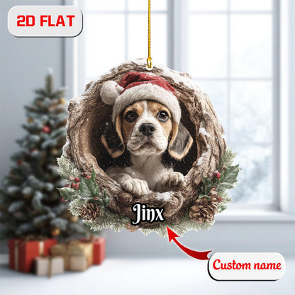 2D Flat Beagle Ornament, Personalized Dog Christmas Decor, Custom Beagle Gift, Acrylic Pet Keepsake, Dog Lover Ornament, Holiday Gift