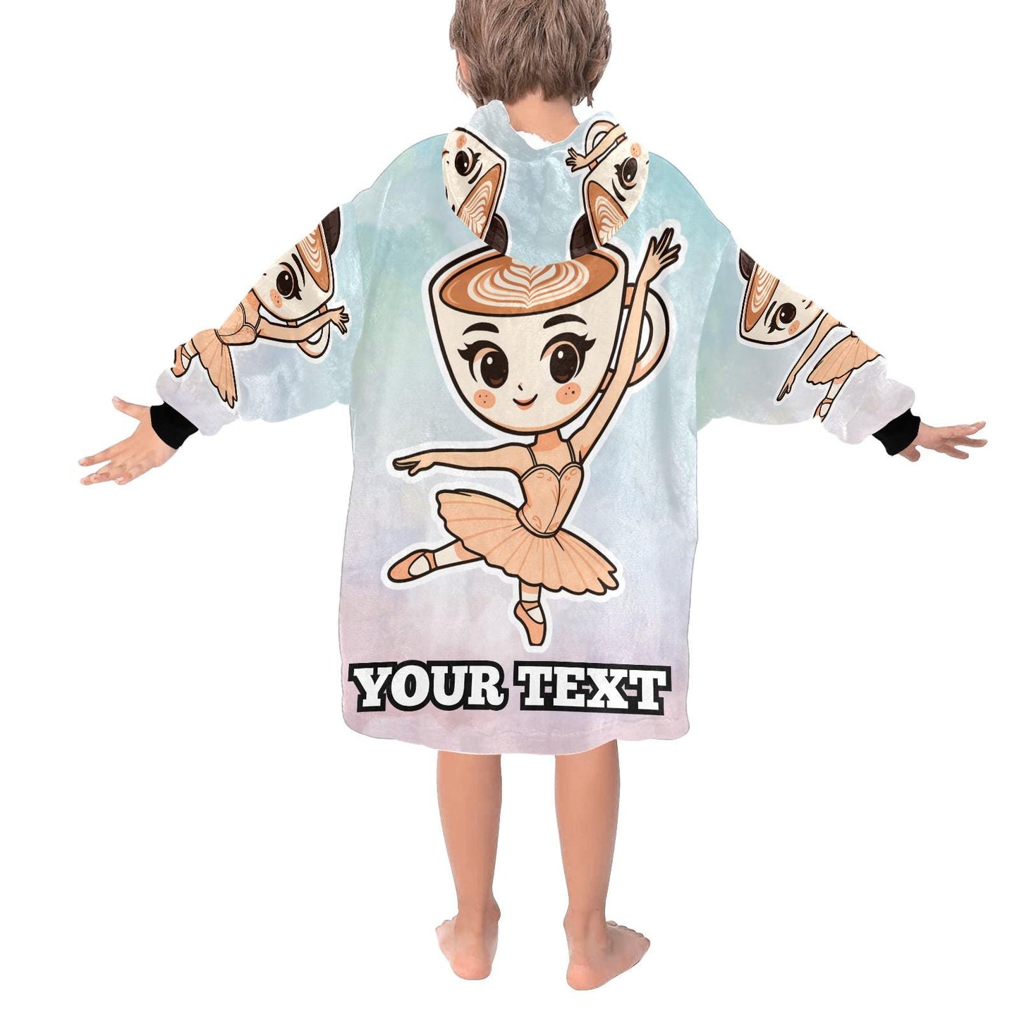 Ballerina Cappuccina Kids Hoodie Blanket Hooded Blankets Brainrot Personalized Gift Brainrots