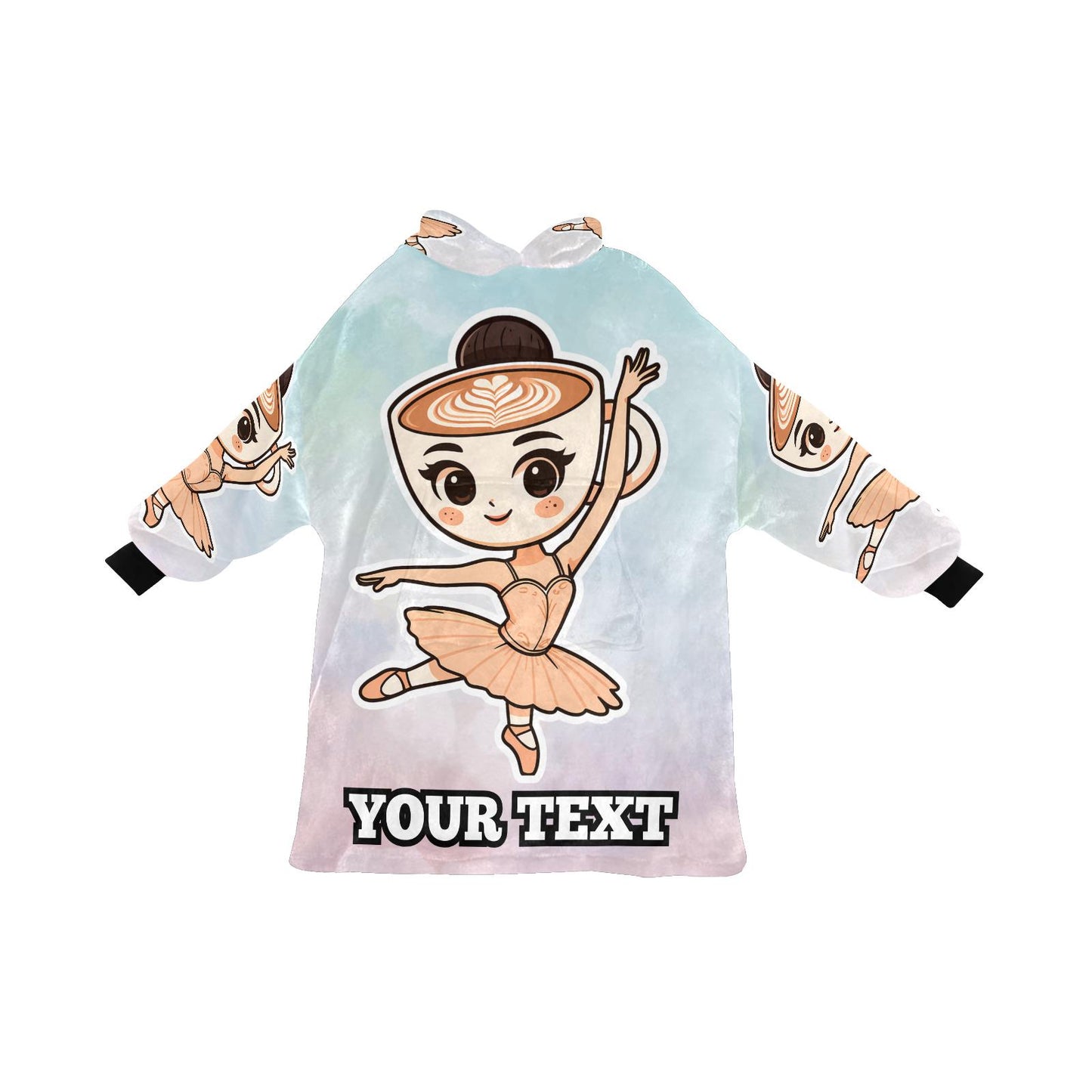 Ballerina Cappuccina Kids Hoodie Blanket Hooded Blankets Brainrot Personalized Gift Brainrots