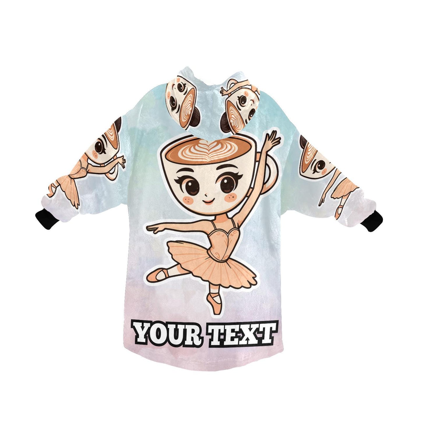 Ballerina Cappuccina Kids Hoodie Blanket Hooded Blankets Brainrot Personalized Gift Brainrots
