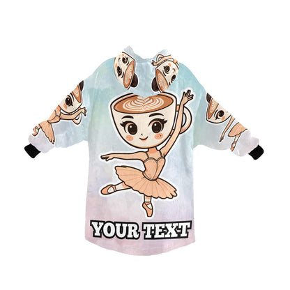 Ballerina Cappuccina Kids Hoodie Blanket Hooded Blankets Brainrot Personalized Gift Brainrots