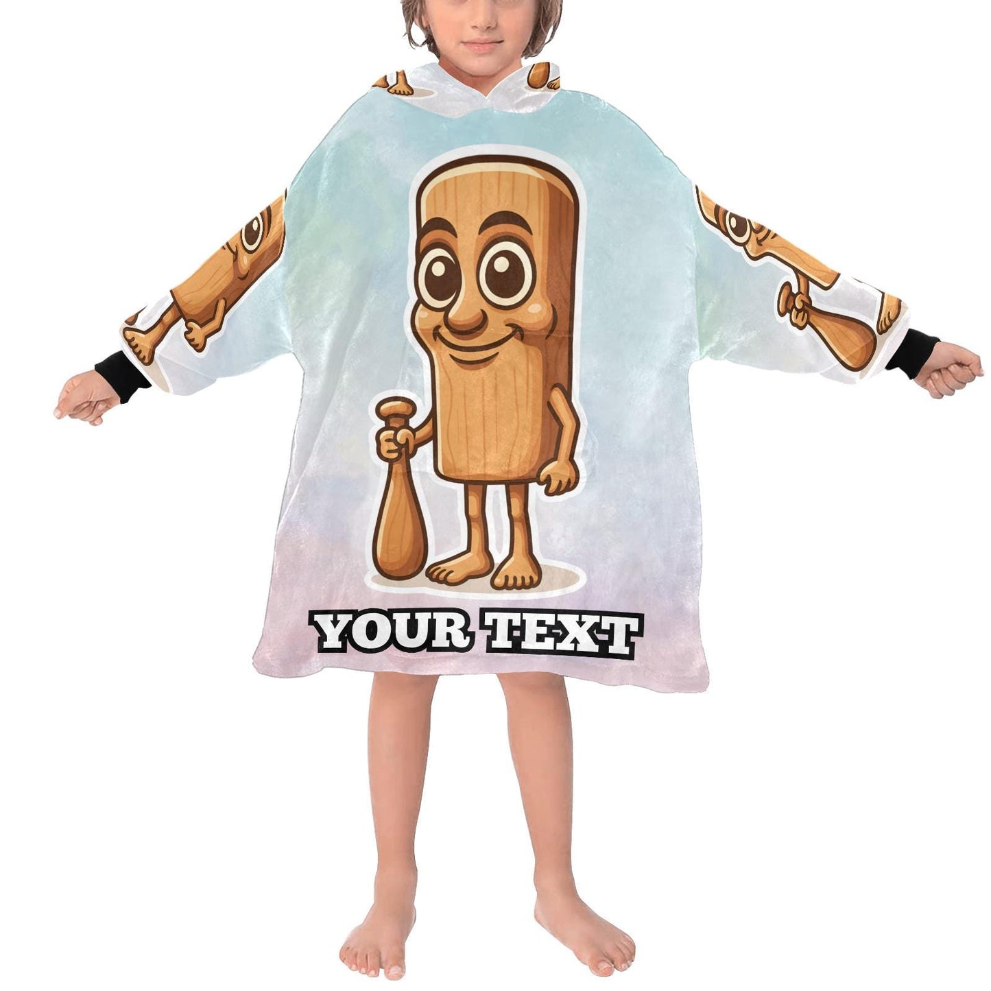 Tung Tung Tung Sahur Kids Hoodie Blanket Hooded Blankets Brainrot Personalized Gift Brainrots