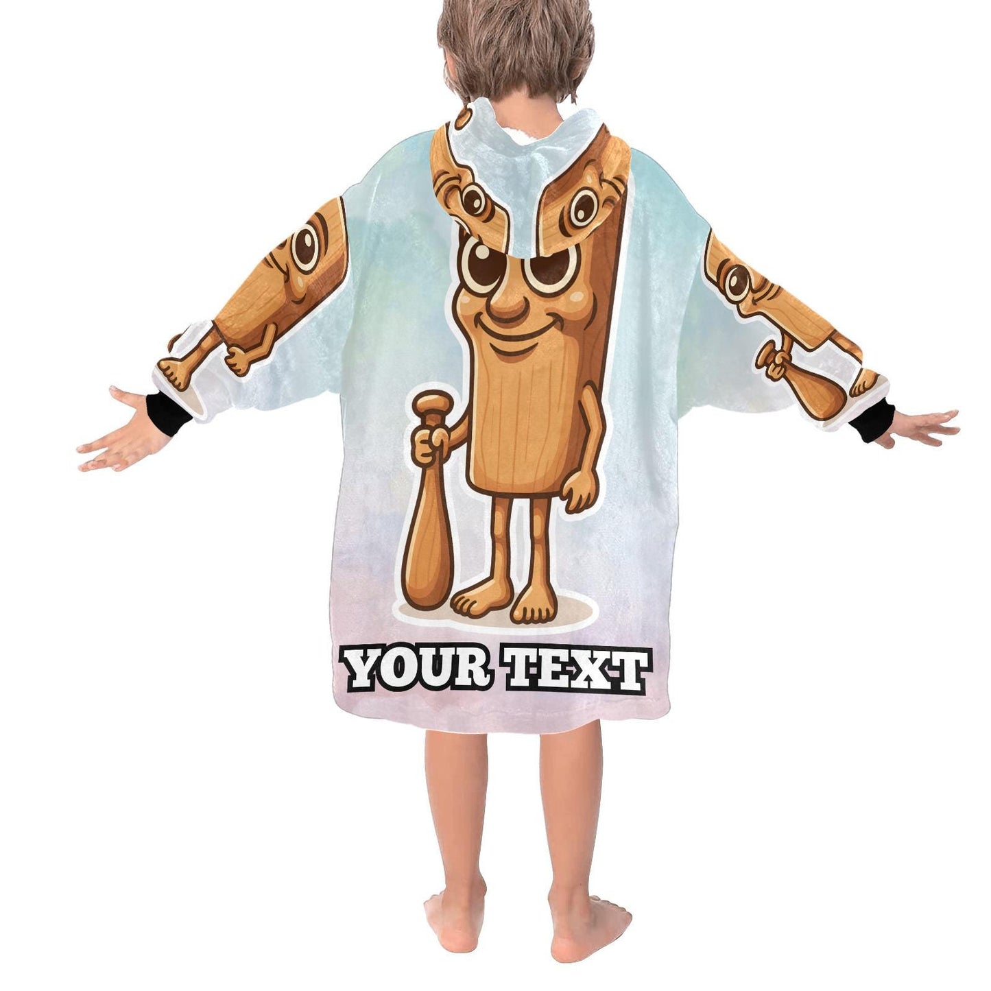 Tung Tung Tung Sahur Kids Hoodie Blanket Hooded Blankets Brainrot Personalized Gift Brainrots