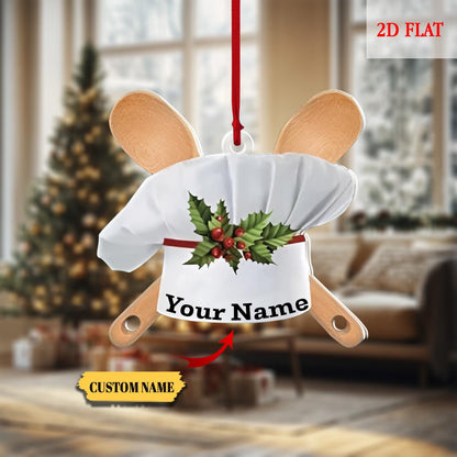 Custom Name Chef Ornament, Style Chef Hat Personalized Best Cook Christmas Tree Ornament, Cooking Chef Ornament, Gift For Cooking Lover