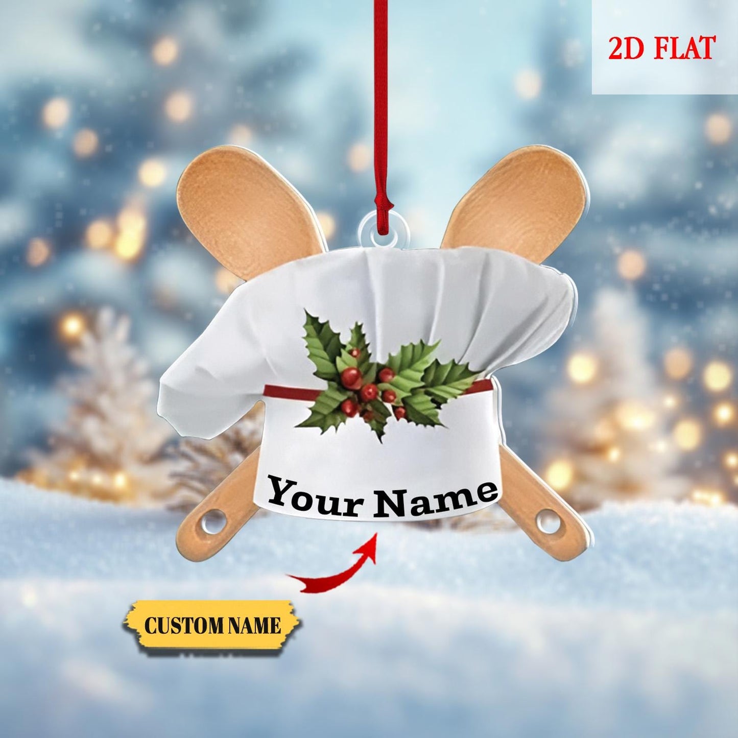 Custom Name Chef Ornament, Style Chef Hat Personalized Best Cook Christmas Tree Ornament, Cooking Chef Ornament, Gift For Cooking Lover