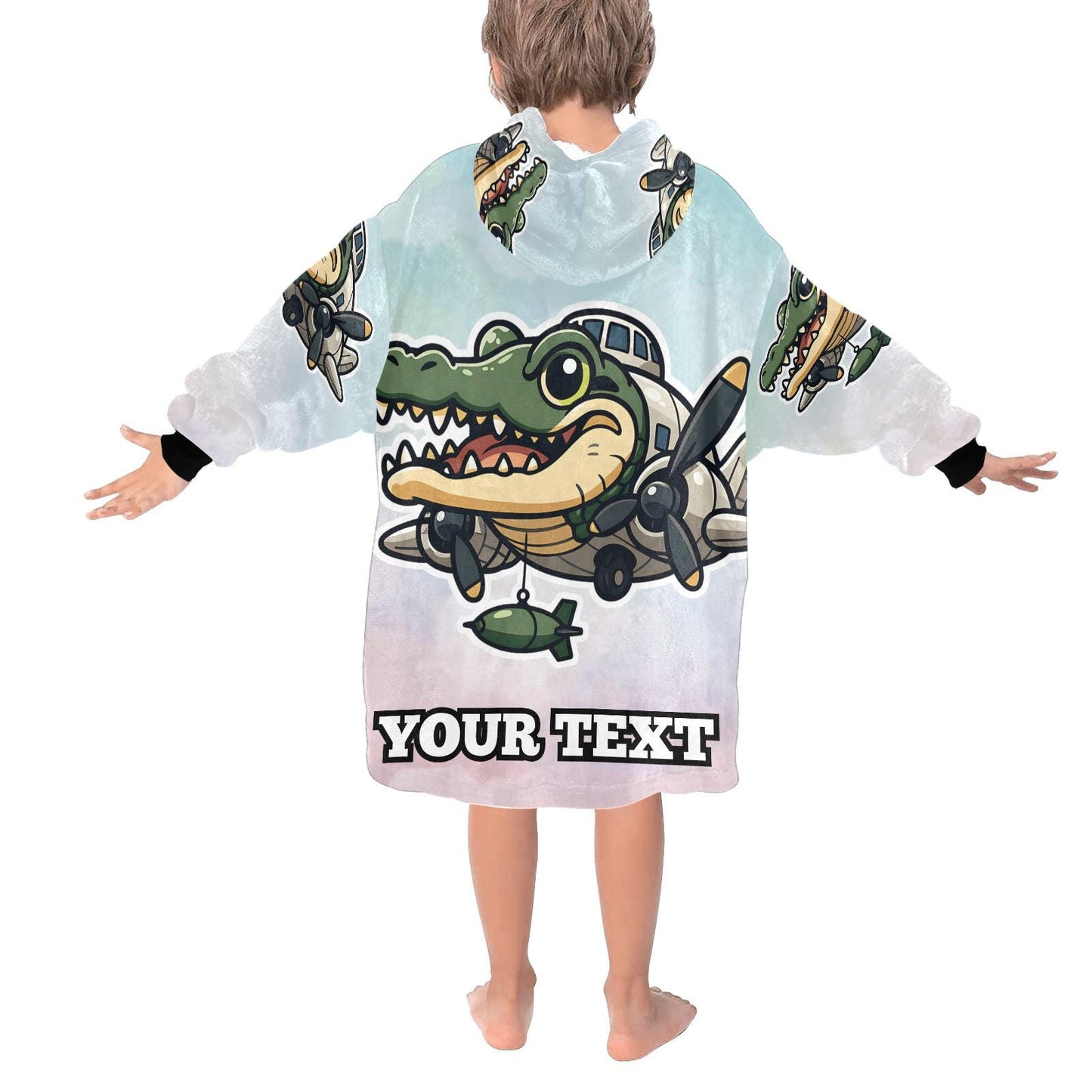 Bombardiro Crocodilo Kids Hoodie Blanket Hooded Blankets Brainrot Personalized Gift Brainrots