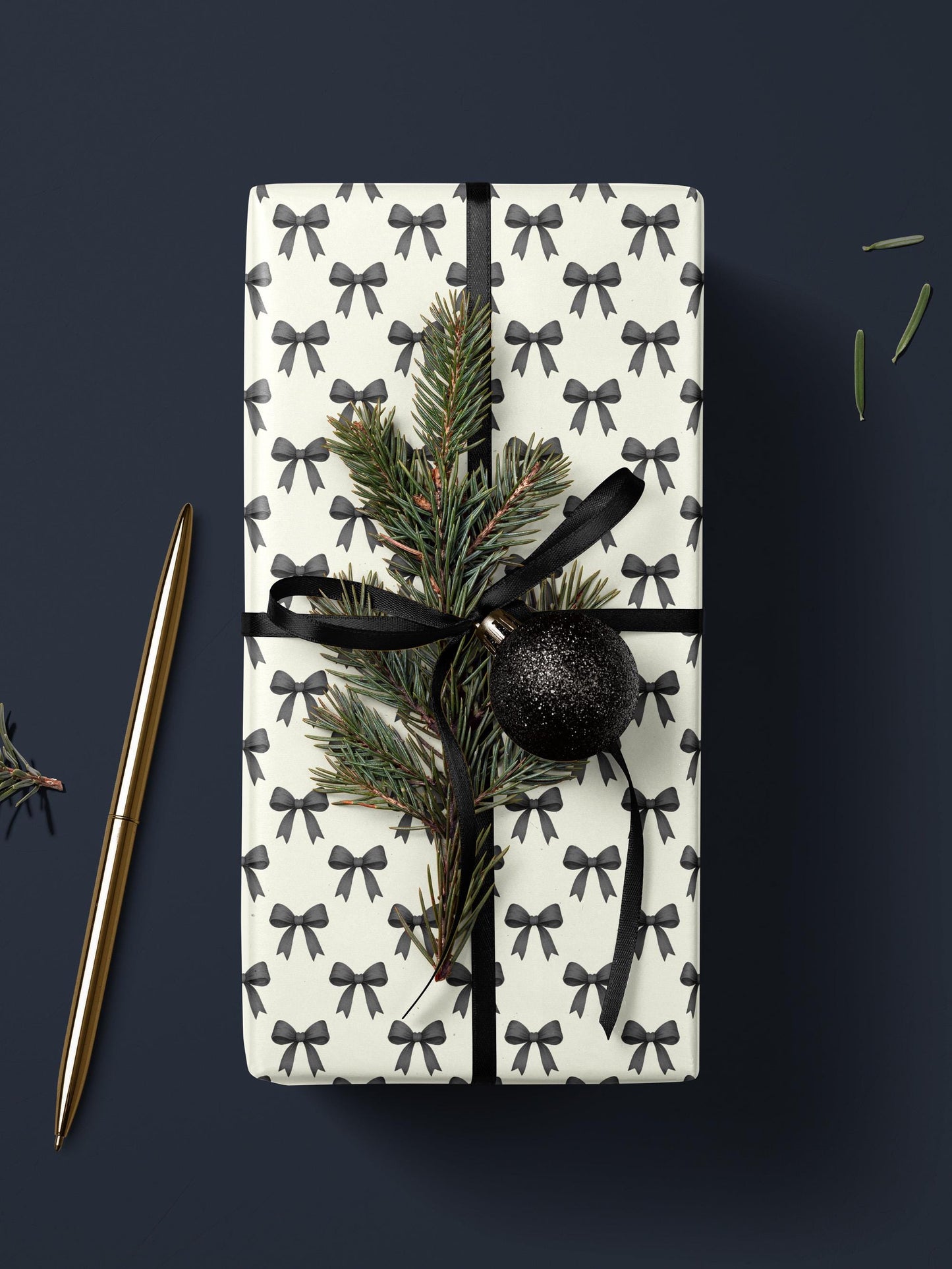 Chic Gift Wrap Elegant Wrapping Paper Classic Bow Gift Wrap Black and White Feminine Wrapping Paper Photoshoot Prop Gift Wrap for Wedding