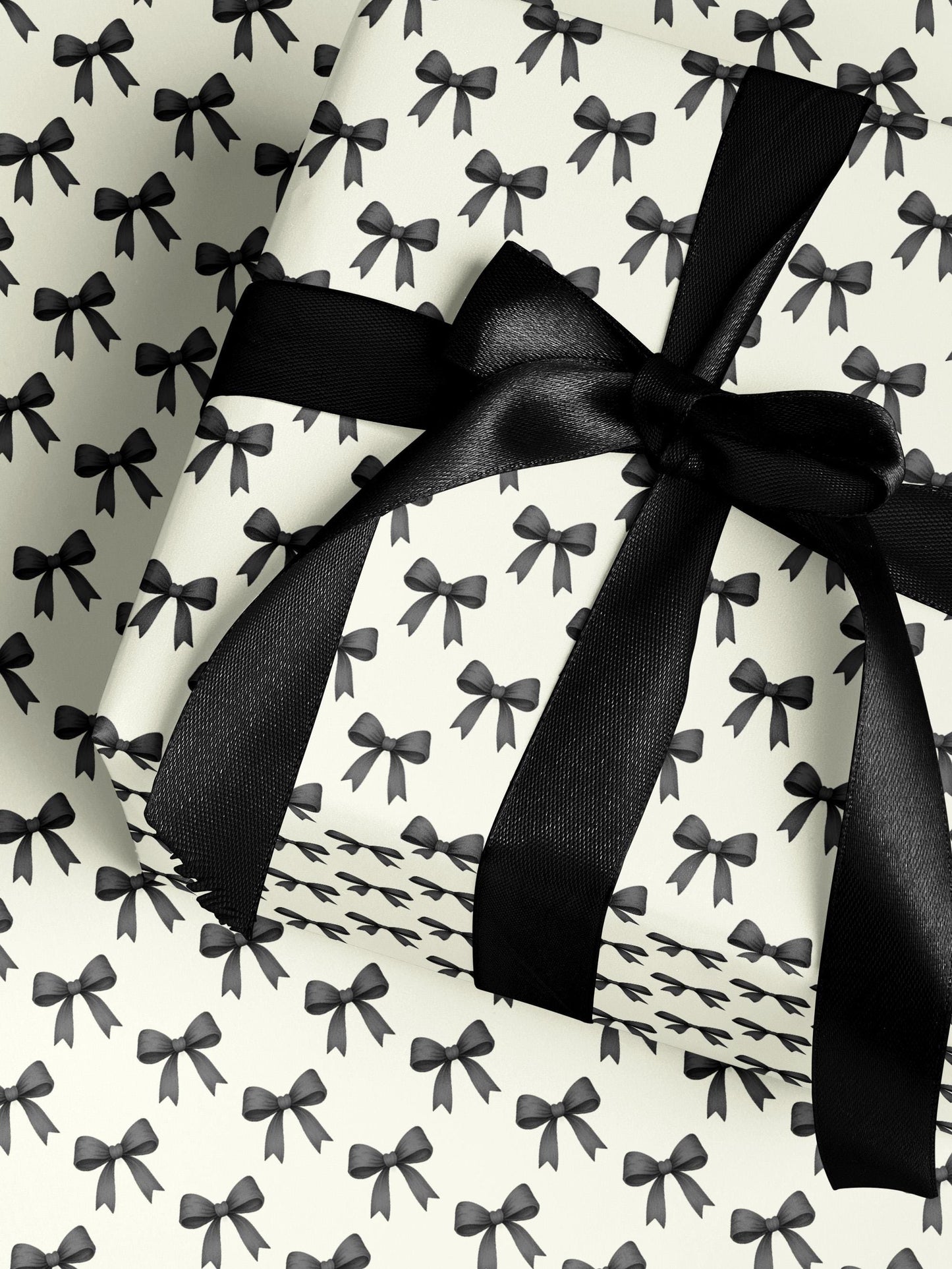 Chic Gift Wrap Elegant Wrapping Paper Classic Bow Gift Wrap Black and White Feminine Wrapping Paper Photoshoot Prop Gift Wrap for Wedding