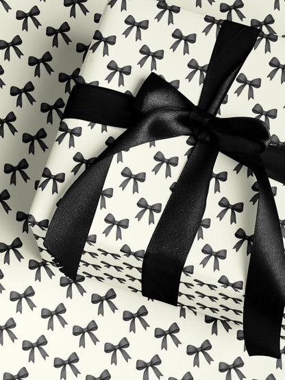 Chic Gift Wrap Elegant Wrapping Paper Classic Bow Gift Wrap Black and White Feminine Wrapping Paper Photoshoot Prop Gift Wrap for Wedding