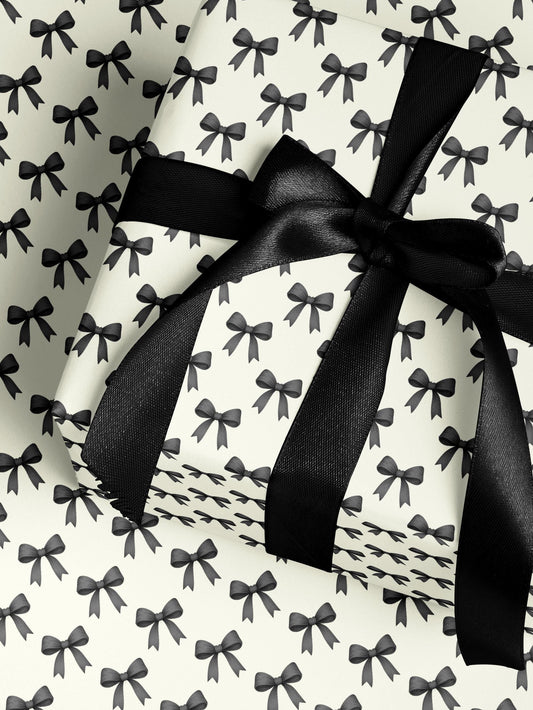 Chic Gift Wrap Elegant Wrapping Paper Classic Bow Gift Wrap Black and White Feminine Wrapping Paper Photoshoot Prop Gift Wrap for Wedding
