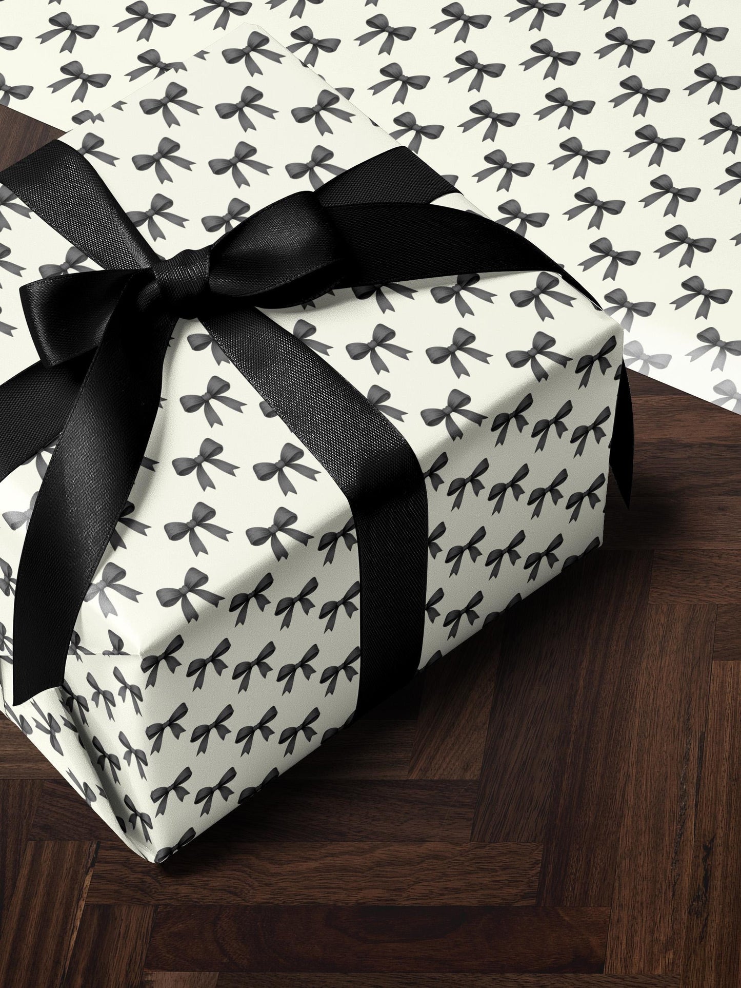 Chic Gift Wrap Elegant Wrapping Paper Classic Bow Gift Wrap Black and White Feminine Wrapping Paper Photoshoot Prop Gift Wrap for Wedding