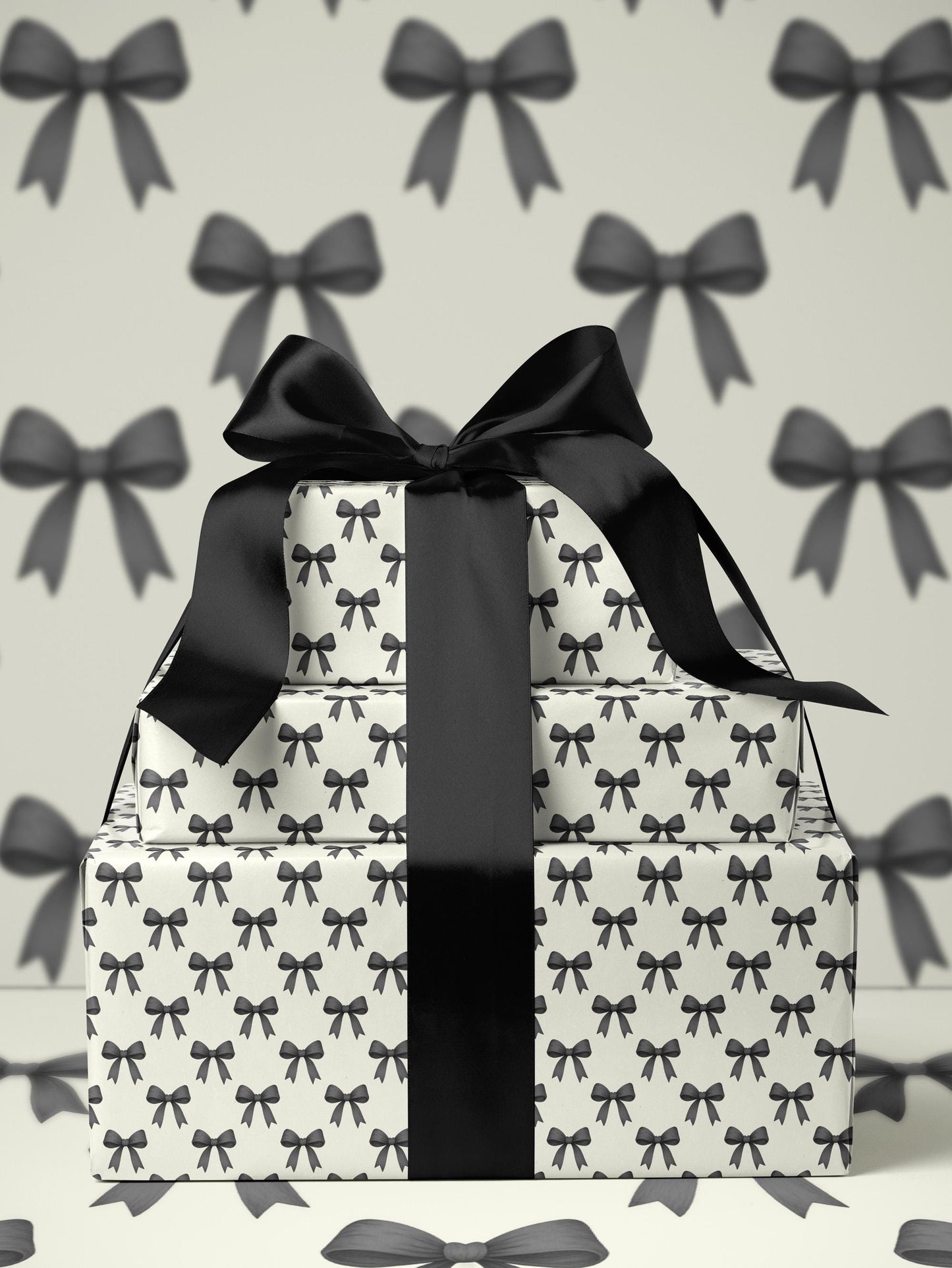 Chic Gift Wrap Elegant Wrapping Paper Classic Bow Gift Wrap Black and White Feminine Wrapping Paper Photoshoot Prop Gift Wrap for Wedding