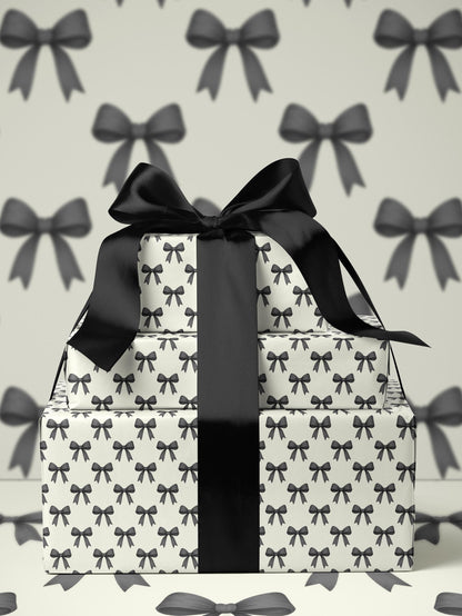 Chic Gift Wrap Elegant Wrapping Paper Classic Bow Gift Wrap Black and White Feminine Wrapping Paper Photoshoot Prop Gift Wrap for Wedding