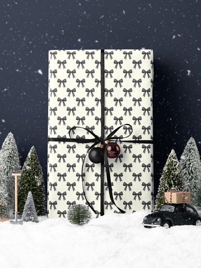 Chic Gift Wrap Elegant Wrapping Paper Classic Bow Gift Wrap Black and White Feminine Wrapping Paper Photoshoot Prop Gift Wrap for Wedding
