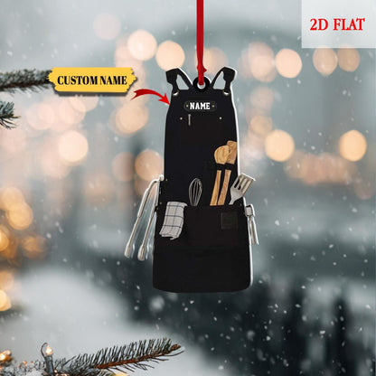 Personalized Name Chef Apron Christmas Ornament, Custom Chef Acrylic Ornament, Cooking Lover Ornament, Chef Gift, Chef Hanging Ornament