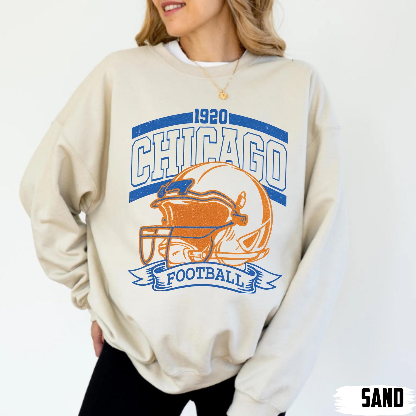 Chicago Football Retro 90s Style Sweatshirt, Game Day Shirt, Chicago Football Shirt, Sunday Football Shirt, Chicago Crewneck Tee