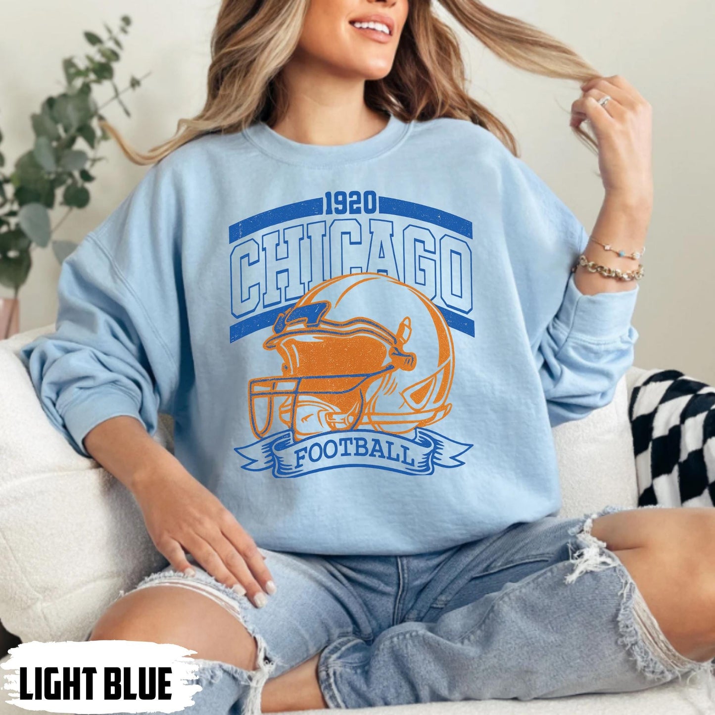 Chicago Football Retro 90s Style Sweatshirt, Game Day Shirt, Chicago Football Shirt, Sunday Football Shirt, Chicago Crewneck Tee