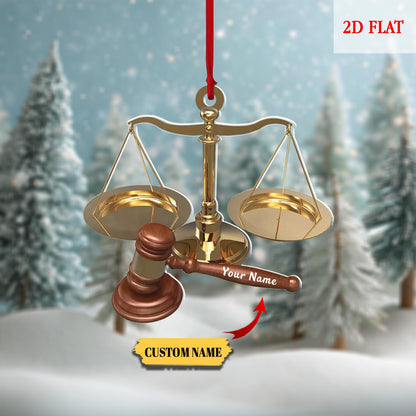 Personalized Justice Scale Ornament 2D , Custom Christmas Ornament 2025, Lawyer Gift, Law Student Graduation Present, Lawyer Christmas