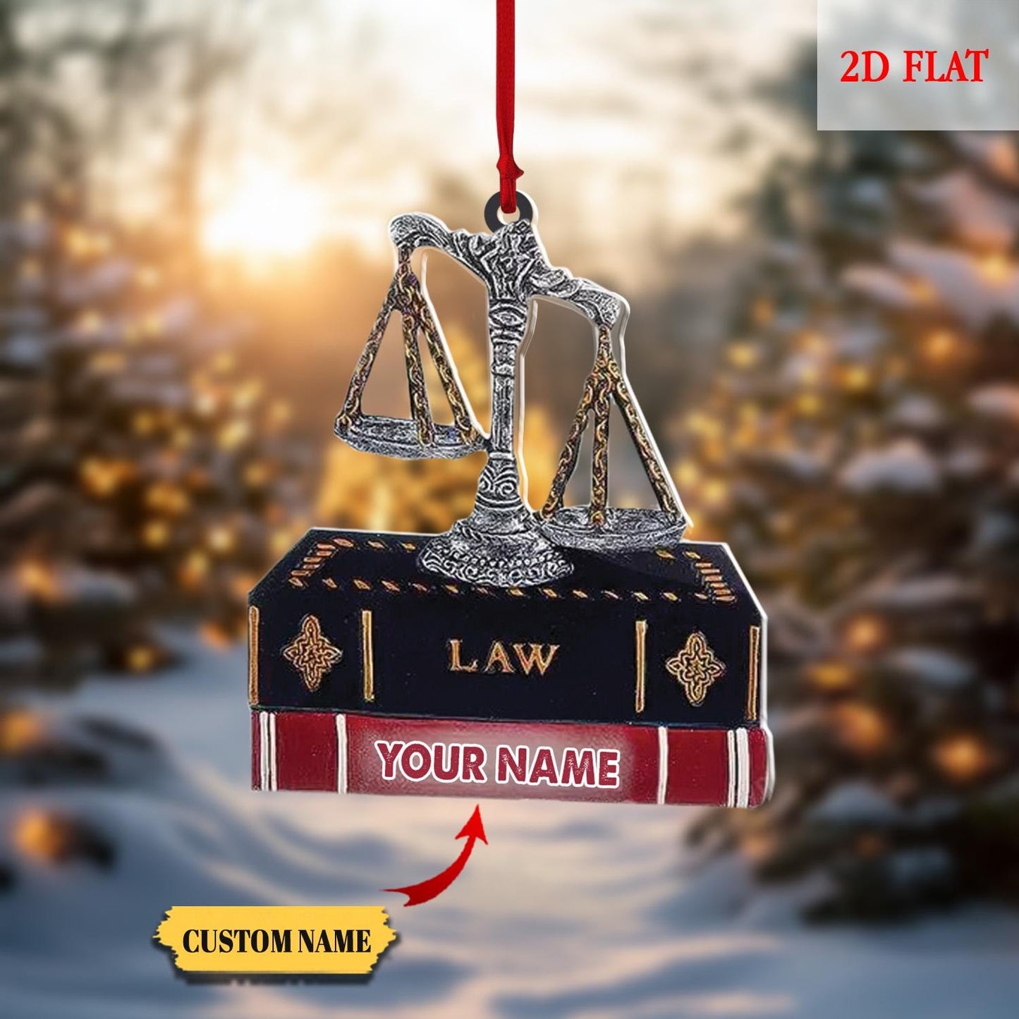 Personalized Justice Scale Ornament 2D Flat, Christmas Ornament 2025, Lawyer Ornament, Christmas Gift for Lawyer, Law School Graduate