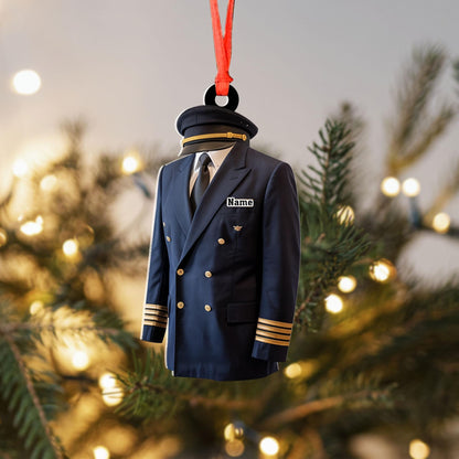Custom Name Pilot Uniform Christmas Ornament, Pilot Ornament, Christmas Gift For Pilot, Pilot Flight Ornament Gift, Pilot Accessories