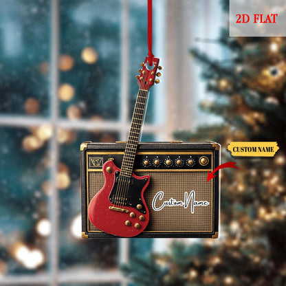 Personalized Electric Guitar Ornament, Guitar Christmas Decor, Custom Music Ornament, Rock and Roll Gift, Christmas Tree Hanging Ornament