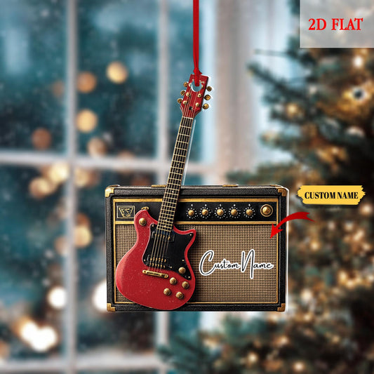 Personalized Electric Guitar Ornament, Guitar Christmas Decor, Custom Music Ornament, Rock and Roll Gift, Christmas Tree Hanging Ornament