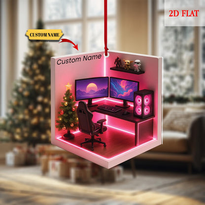 Personalized Dreamy Gaming Room 2D Flat Acrylic Ornament, Gaming Ornament, Video Game Ornament, Gamer Gift, Gamming Room Ornament