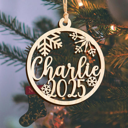 Custom Name Ornament | Personalized Christmas Wood Ornament | USA Made | Laser Cut Gift Tag | Laser Cut Name Bauble 2025