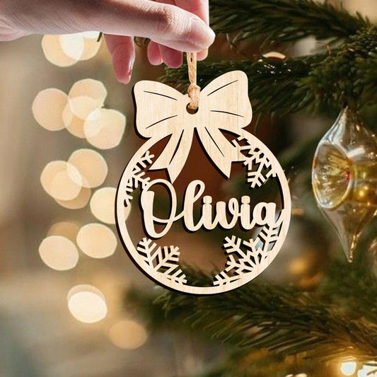 Personalized Christmas Ornaments With Name,Custom Wooden Christmas Tree Ornaments Noel,Xmas Decor,Christmas Gift Tag,Laser Cut Name Ornament
