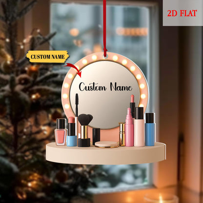 Personalized Set Makeup 2D Flat Ornament, Makeup Artist Christmas Ornament Gift, Makeup Set Christmas Tree Decor Ornament 2025, Makeup Gift