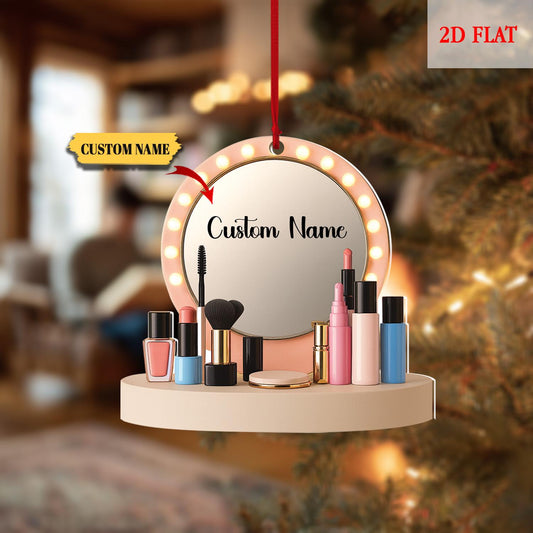 Personalized Set Makeup 2D Flat Ornament, Makeup Artist Christmas Ornament Gift, Makeup Set Christmas Tree Decor Ornament 2025, Makeup Gift