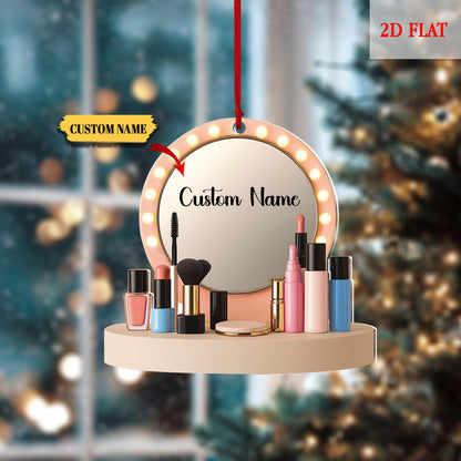 Personalized Set Makeup 2D Flat Ornament, Makeup Artist Christmas Ornament Gift, Makeup Set Christmas Tree Decor Ornament 2025, Makeup Gift