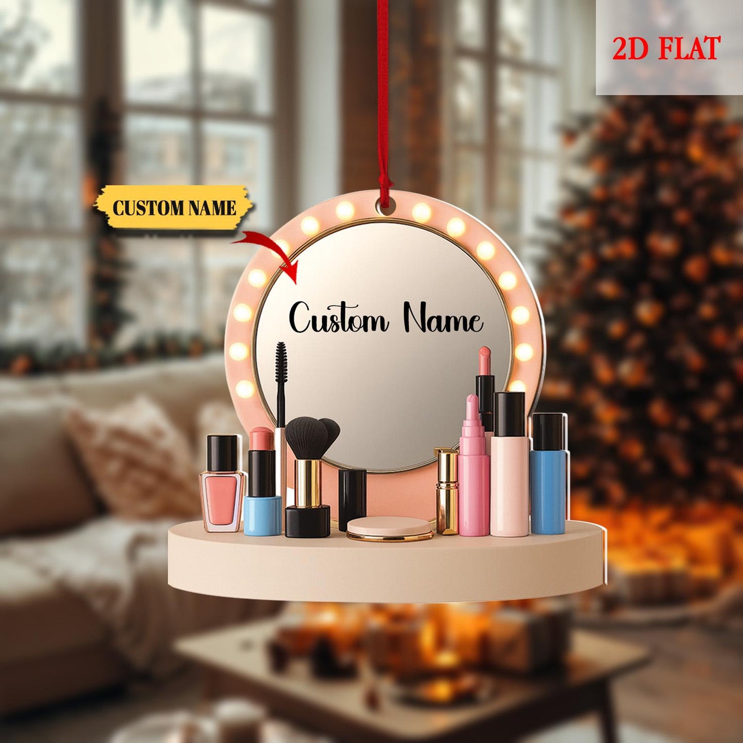 Personalized Set Makeup 2D Flat Ornament, Makeup Artist Christmas Ornament Gift, Makeup Set Christmas Tree Decor Ornament 2025, Makeup Gift