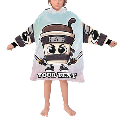 Cappuccino Assassino Kids Hoodie Blanket Hooded Blankets Brainrot Personalized Gift Brainrots