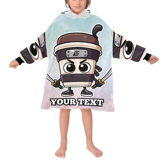 Cappuccino Assassino Kids Hoodie Blanket Hooded Blankets Brainrot Personalized Gift Brainrots